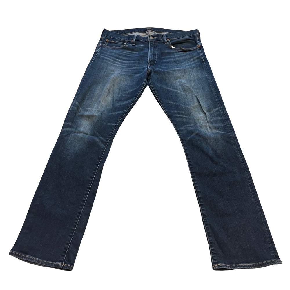 Polo Ralph Lauren Varick Slim Straight Jeans Mens 34x31 Dark Wash Blue Denim